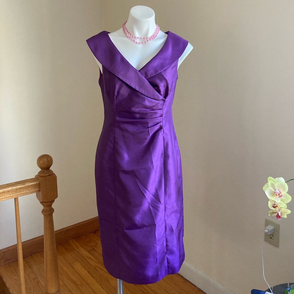 EVAN PICONE Purple Sleeveless Faux Wrap Cocktail Dress Sz. 8 - Picture 6 of 15